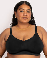 Smooth Seamless Comfort Wireless Bra, Black Hue Black - Curvy Couture - Seamless