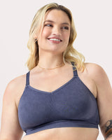 Smooth Seamless Comfort Wireless Bra, Crown Blue Acid Wash Blue - Curvy Couture - Seamless