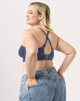 Smooth Seamless Comfort Wireless Bra, Crown Blue Acid Wash Blue - Curvy Couture - Seamless