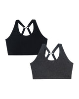 Cotton Comfort 2-Pack Bralette - Charcoal Heather/Black Hue