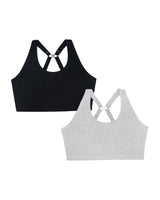 Cotton Comfort 2-Pack Bralette - Grey Heather/Black Hue