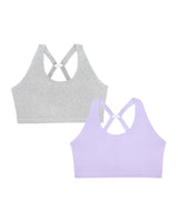 Cotton Comfort 2-Pack Bralette - Lavender Mist/Grey Heather