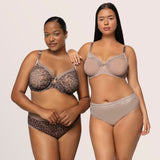 Sheer Whisper High Cut Brief Panty, Bark Beige - Curvy Couture - Mesh