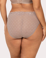 Sheer Whisper High Cut Brief Panty, Bark Beige - Curvy Couture - Mesh