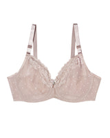 Sheer Whisper Full Coverage Unlined Underwire Bra, Bark Beige - Curvy Couture - Mesh