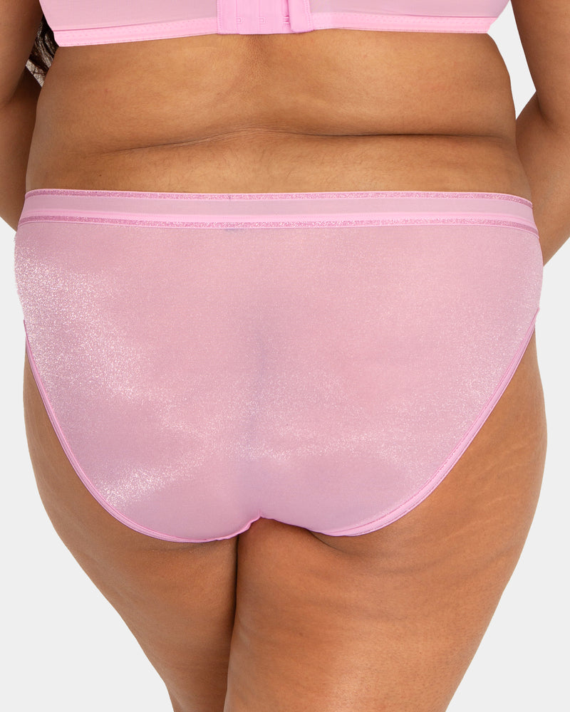 Shimmer High Cut Brief Panty, Pink Fizz Pink - Curvy Couture - Novelty
