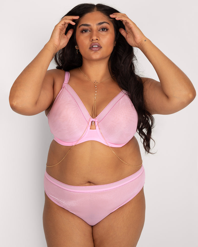 Shimmer High Cut Brief Panty - Pink Fizz – Curvy Couture