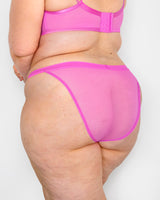 Sheer Mesh String Bikini Panty, Flirt Pink - Curvy Couture - Mesh