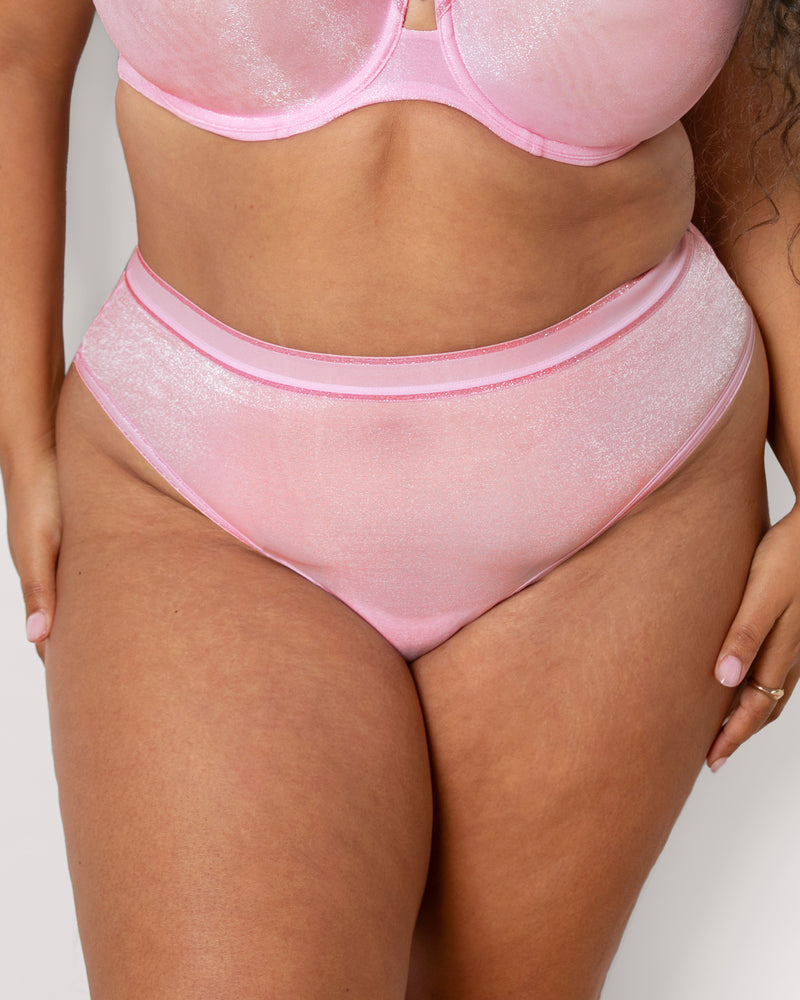 Shimmer Thong Panty - Pink Fizz