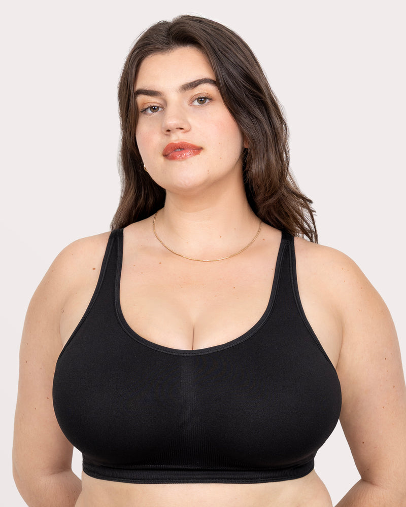 Smooth Seamless Support Wireless Bra, Black Hue Black - Curvy Couture - Seamless