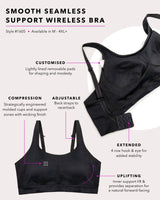 Smooth Seamless Support Wireless Bra - Black Hue