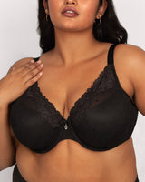 Sheer Whisper Plunge T-Shirt Bra - Black Hue