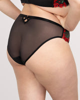 Lush Embroidery Strappy Back Brief, Rose Garden Black - Curvy Couture - Emb
