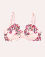 Lush Embroidery Unlined Full Coverage Balconette	Bra, Blushing Rose Red - Curvy Couture - Emb