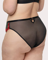 Lush Embroidery Strappy Back Brief, Rose Garden Black - Curvy Couture - Emb