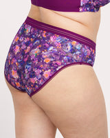 No-Show Printed Lace Brief, Enchanted Twilight Purple - Curvy Couture - Lace