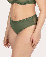 Sheer Mesh High Cut Brief Panty, Bronze Green Green - Curvy Couture - Mesh