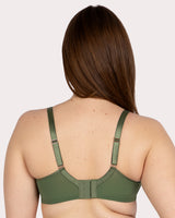 Sheer Mesh Full Coverage Unlined Underwire Bra, Bronze Green Green - Curvy Couture - Mesh