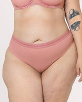 Sheer Mesh High Cut Brief Panty, Wisteria Red - Curvy Couture - Mesh