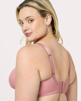 Sheer Mesh Full Coverage Unlined Underwire Bra, Wisteria Red - Curvy Couture - Mesh