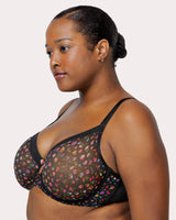 Sheer Mesh Full Coverage Unlined Underwire Bra, Meadow Dream  - Curvy Couture - Mesh