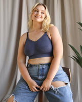 Smooth Seamless Comfort Wireless Bra, Crown Blue Acid Wash Blue - Curvy Couture - Seamless