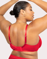 Sheer Mesh Full Coverage Unlined Underwire Bra - Diva Red