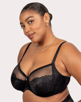 Luxe Lace Underwire Bra, Black Hue Black - Curvy Couture - Micro