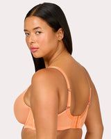 Sheer Mesh Full Coverage Unlined Underwire Bra, Orange Tang  - Curvy Couture - Mesh