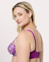 No-Show Printed Lace Unlined Bra, Enchanted Twilight Purple - Curvy Couture - Lace
