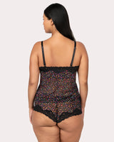 Sheer Cami & Cheeky Panty 2-Piece Lingerie Set, Meadow Dream Print - Curvy Couture - Mesh