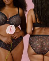 Sheer Mesh High Cut Brief Panty, Meadow Dream Print - Curvy Couture - Mesh