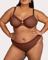 Sheer Mesh Full Coverage Unlined Underwire Bra - Chocolate Nude