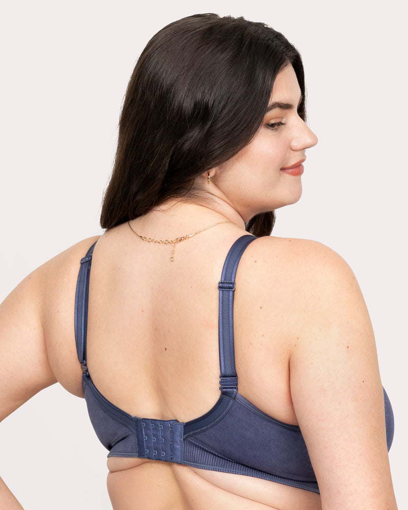 Smooth Seamless Comfort Wireless Bra, Crown Blue Acid Wash Blue - Curvy Couture - Seamless