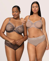 Sheer Whisper High Cut Brief Panty, Bark Beige - Curvy Couture - Mesh