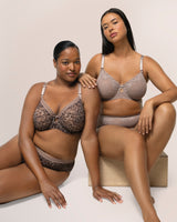 Sheer Whisper Full Coverage Unlined Underwire Bra, Bark Beige - Curvy Couture - Mesh