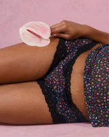 Sheer Cami & Cheeky Panty 2-Piece Lingerie Set, Meadow Dream Print - Curvy Couture - Mesh