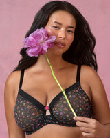 Sheer Mesh Full Coverage Unlined Underwire Bra, Meadow Dream  - Curvy Couture - Mesh