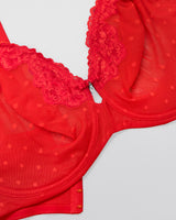 Sheer Whisper Full Coverage Unlined Underwire Bra, Diva Red Red - Curvy Couture - Mesh