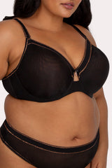 Shimmer Unlined Underwire Bra, Black Hue Black - Curvy Couture - Novelty