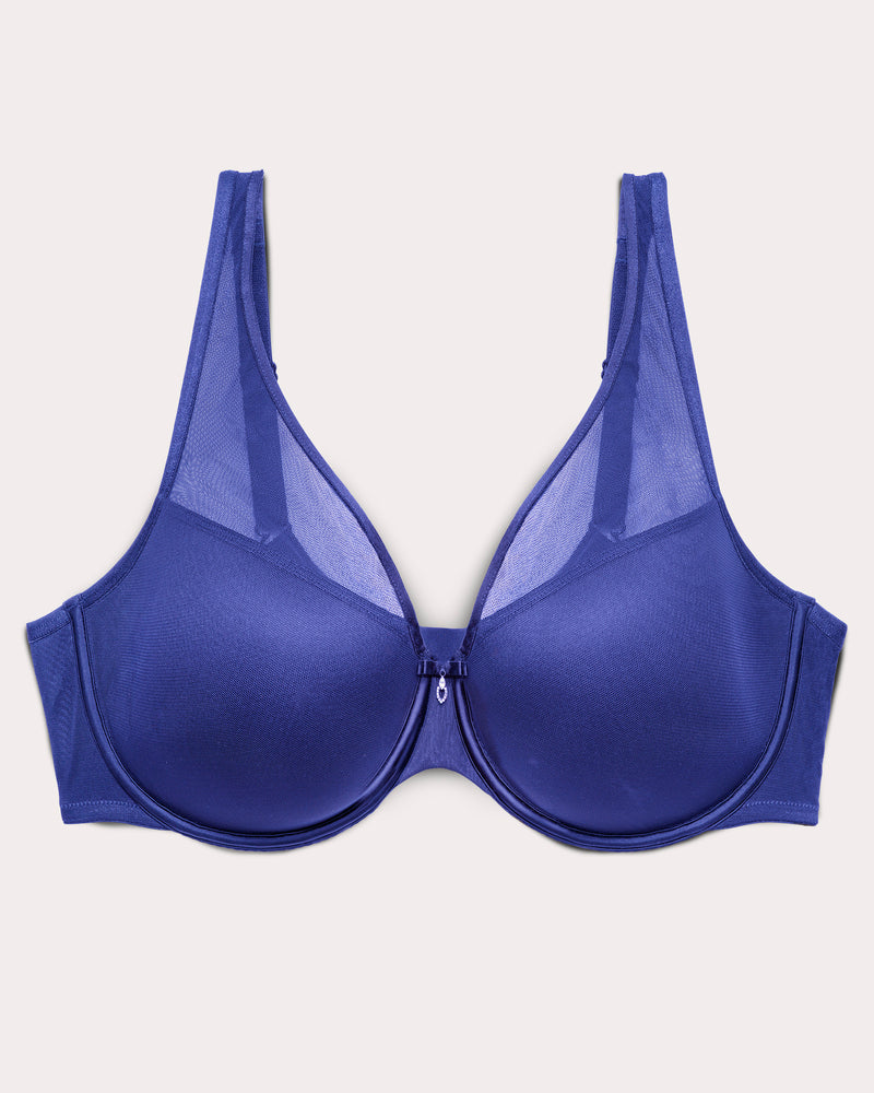 Sheer Mesh Plunge T-Shirt Bra - Cosmic Blue – Curvy Couture