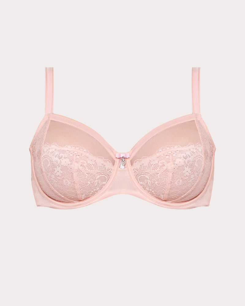 Luxe Lace Underwire Bra, Blushing Rose Pink - Curvy Couture - Micro