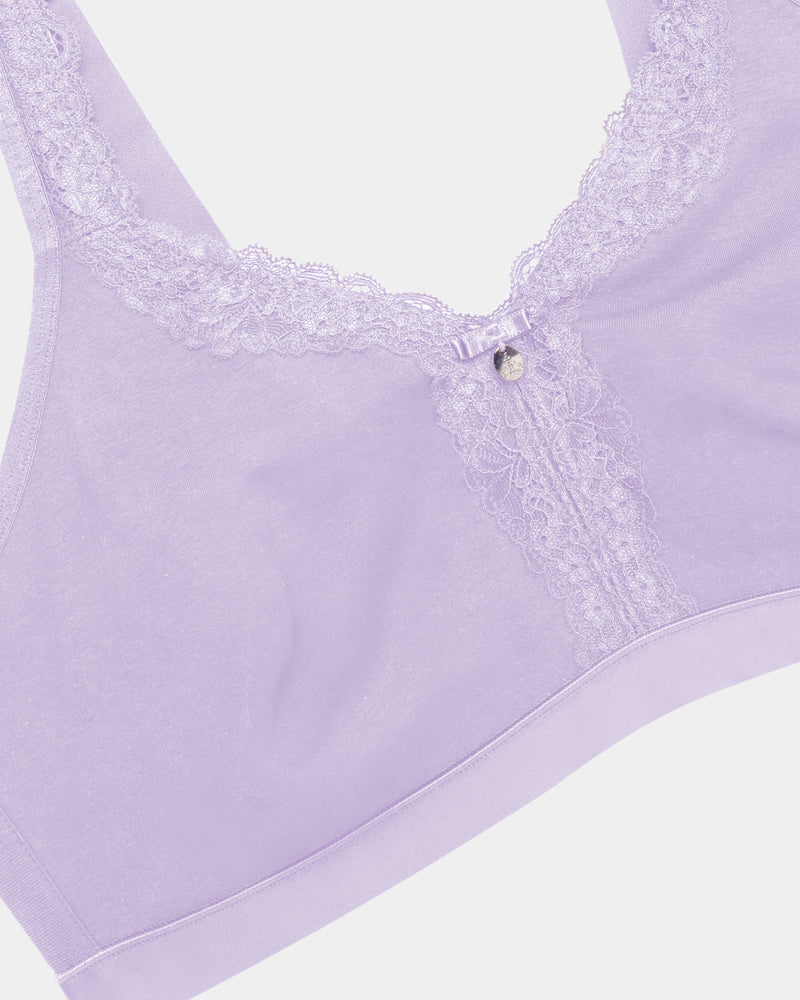 Cotton Luxe Unlined Wireless Bra, Lavender Mist Purple - Curvy Couture - Cotton Blend