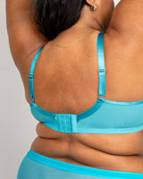 Sheer Mesh Full Coverage Unlined Underwire Bra - Deep Dive Blue