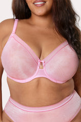 Shimmer Unlined Underwire Bra, Pink Fizz Shimmer Pink - Curvy Couture - Novelty