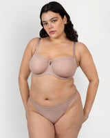 Sheer Mesh Unlined Balconette, Bark Beige - Curvy Couture - Mesh