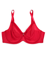 Sheer Mesh Full Coverage Unlined Underwire Bra - Diva Red