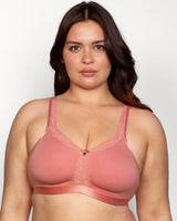 Cotton Luxe Unlined Wireless Bra, Desert Dawn Orange - Curvy Couture - Cotton Blend