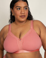 Cotton Luxe Unlined Wireless Bra, Desert Dawn Orange - Curvy Couture - Cotton Blend