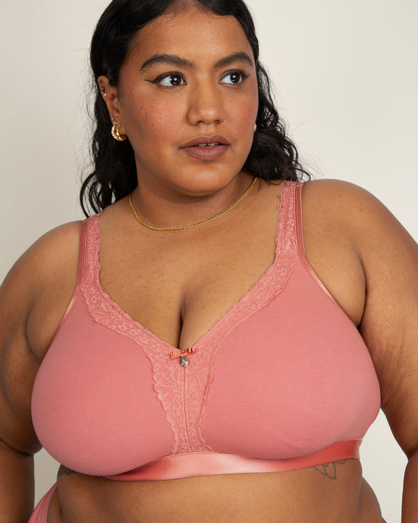 Cotton Luxe Unlined Wireless Bra, Desert Dawn Orange - Curvy Couture - Cotton Blend